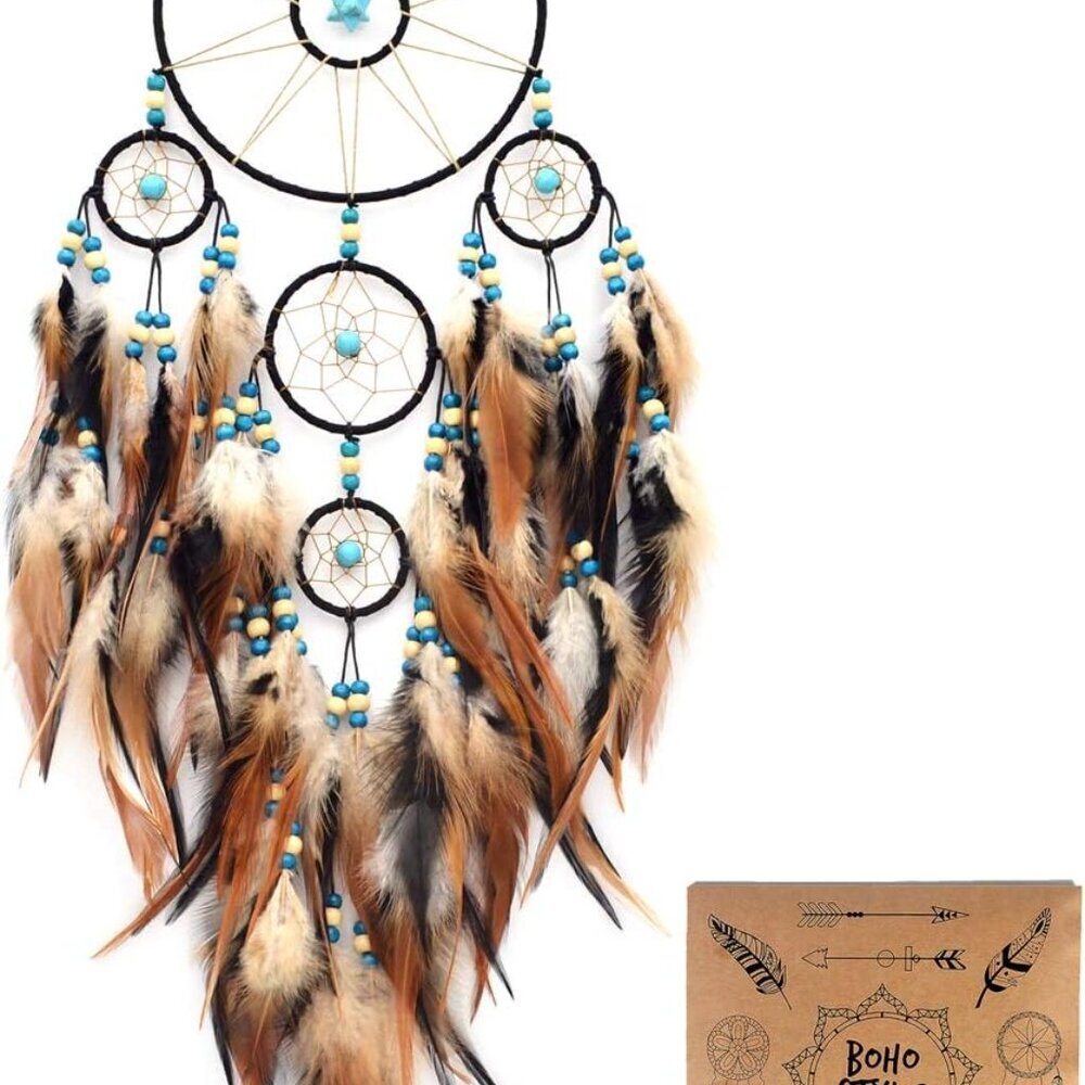 Large Black Dream Catchers for Bedroom Adult Merkaba Turquoise Boho Dream Catche